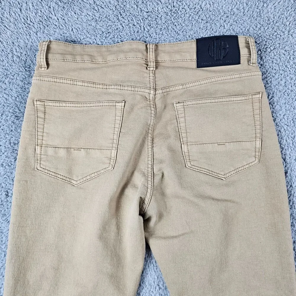 Vintage Genes Black VGB Pants Mens 32x29 Khaki Slim Straight Stretch Casual